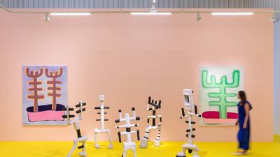 An installation view of Embryonic Coat, a solo show by Mohamed Ahmed Ibrahim running at Lawrie Shabibi gallery in Alserkal Avenue, Dubai. All photos: The artist, Lawrie Shabibi, Ismail Noor of Seeing Things