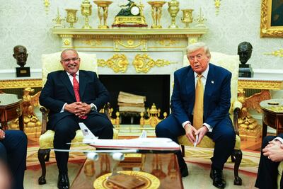 Donald Trump with Bahrain's Prime Minister and Crown Prince Sheikh Salman bin Hamad Al Khalifa at the White House. EPA