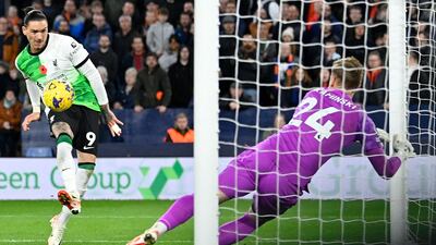 Darwin Nunez misses a sitter for Liverpool. AFP