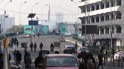 Iraqi anti-government protesters gather at Al Sinek bridge in the capital Baghdad. AFP