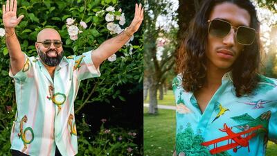 Charaf Tajer, left, is behind the label Casablanca, right, which is known for its bold prints. Instagram