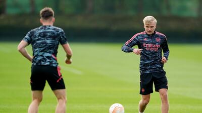 Arsenal's Matt Smith during training. PA