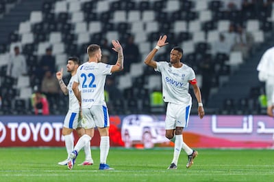 Al Hilal's Mohamed Kanno, right, was on the scoresheet in a 5-3 victory over Al Shabab. Getty Images