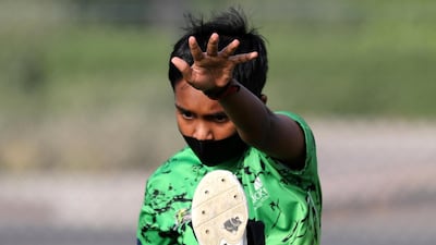 Ryan Paramasivam as cricket training returns at Its Just Cricket academy in Jebel Ali. Chris Whiteoak / The National