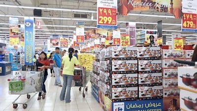 People shopping ahead of Ramadan in Carrefour. Fatima Al Marzooqi / The National