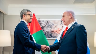 Sheikh Abdullah bin Zayed, Deputy Prime Minister and Minister of Foreign Affairs, met with Benjamin Netanyahu, Prime Minister of Israel in New York. Wam