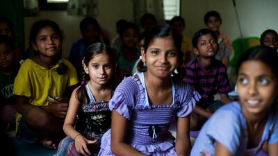 Aina Pandey, second from left, has been attending Harmony House for the past two years. The shelter caters to children ages six months to 16 years. Many come from large families and have parents who are unavailable due to employment, illness or substance ???
