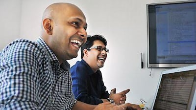 For Amol Kadam, left, and Devesh Mistry, the founders of RBBi digital marketing agency, being clear with clients is paramount. Delores Johnson / The National