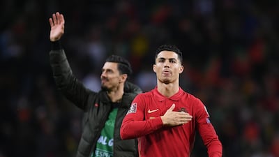 Potugal's Cristiano Ronaldo after the victory over North Macedonia in Porto. Getty