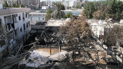The house where a fire broke out on Monday night in Maysaloon, Sharjah. Reem Mohammed / The National