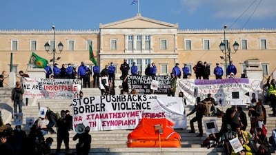 Protesters in Athens call for an end to migrant 'pushbacks' and border violence. EPA