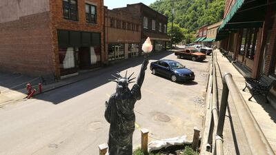 A replica of the Statue of Liberty is shown in downtown Matewan, West Virginia. Robert Galbraith / Reuters