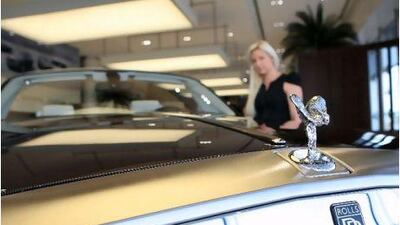 The UAE remains the top buyer of Rolls-Royce cars in the Middle East. Above, a Phantom coupe on display in Abu Dhabi. Ravindranath K / The National