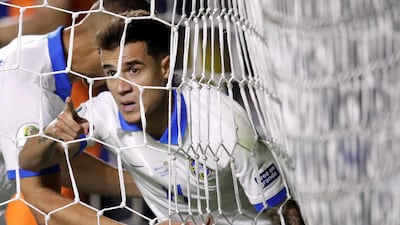 Brazil's Philippe Coutinho celebrates scoring their second goal. Reuters
