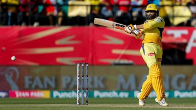 Chennai Super Kings' Ravindra Jadeja top scored for his side with 43 runs off 26 balls before he was caught by Arshdeep Singh off the bowling of Sam Curran. AFP