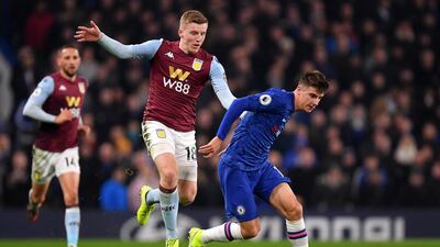 Mason Mount shields the ball from Matt Targett. Getty Images