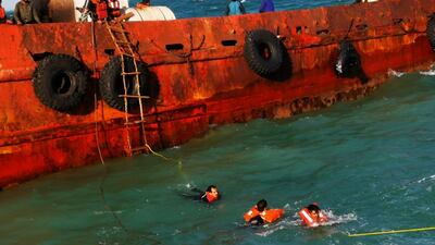 Maritime police rescued 14 crew stranded during rough seas in Dubai. Courtesy Dubai Police.