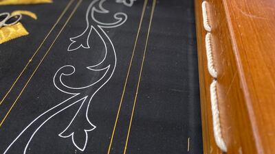 Writings, decoration and calligraphy are first printed on the plain black cloth.