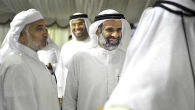 Hamad Al Rahoomi hopes to return to the FNC for Dubai and is campaigning by meeting people every evening at a large white tent set up in Al Khawaneej. Delores Johnson / The National