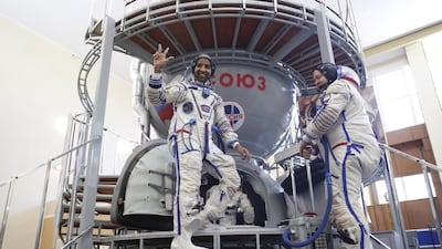 Maj Al Mansouri and Skripochka attend their final exams. EPA