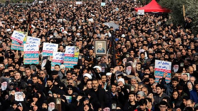 Thousands of Iranians take to the streets to mourn the death of Suleimani in Tehran. EPA