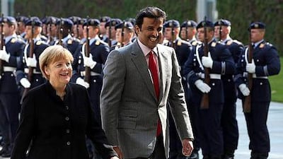 Sheikh Tamim bin Hamad Al Thani, right, the Emir of Qatar, shown here with German Chancellor Angela Merkel on September 17, 2014, said Qatar will put on one of the finest World Cups in history when it hosts the tournament in 2022. Adam Berry/Getty Images