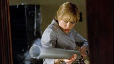 Angelina Jolie stars as Evelyn Salt, a CIA agent and a Russian double agent in the action thriller Salt.