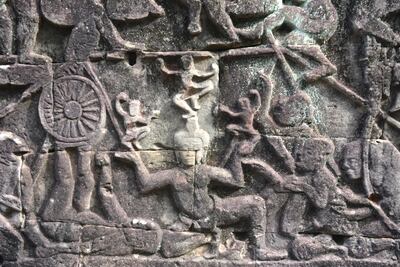 A detailed shot off bass reliefs at Angkor, Cambodia. Rosemary Behan
