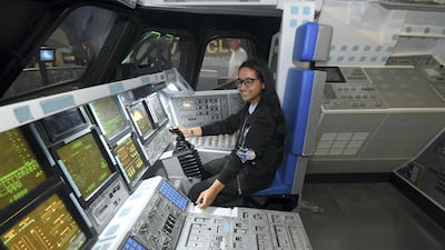Alia Al Mansoori tours the Space Shuttle Atlantis exhibit at the Kennedy Space Center. Scott A Miller for The National