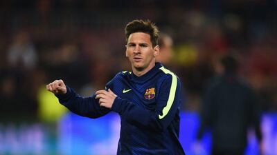 Barcelona's Lionel Messi shown warming up prior to his team's Champions League win over Manchester City on Wednesday. Michael Regan / Getty Images / March 18, 2015