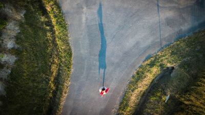 A girl dances at the sunset, in Vertou, France. AFP