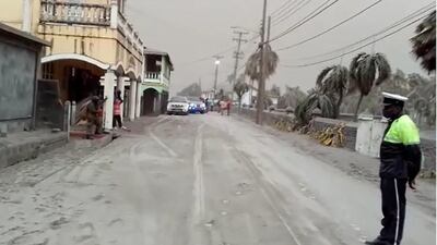 Georgetown, eight kilometres from the volcano, has been covered in several centimetres of fine ash. Reuters