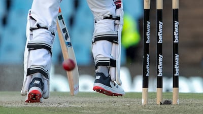South Africa nightwatchman Keshav Maharaj is bowled by India's Jasprit Bumrah. AP