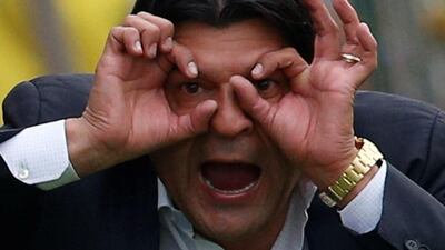 Coach Jose Cardozo of Mexico’s Toluca gestures during their soccer match against Brazil’s Sao Paulo. Henry Romero / Reuters