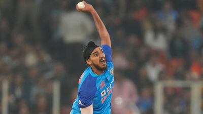 India's Arshdeep Singh bowls. AP