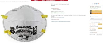 Face masks are selling for up to Dh699 online after four cases of coronavirus were confirmed in a family from Wuhan on holiday in the UAE on Wednesday.