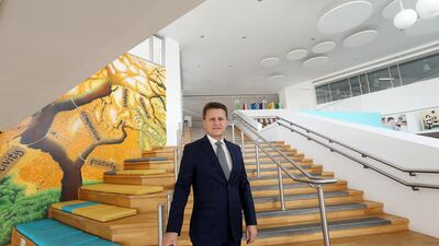 Graham Beale, Prinicipal, Arcadia School pose during the interview at the school in Dubai . Satish Kumar/ For the National