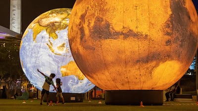 The Two Planets exhibit, part of the Kaleidoscope Light Show at Expo 2020 Dubai. Photo: Christopher Pike/Expo 2020 Dubai