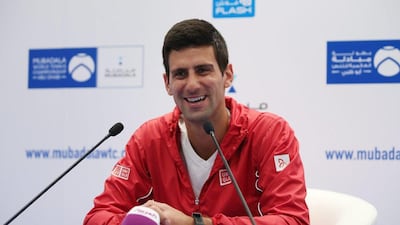 Novak Djokovic responds to a question during his press conference on Thursday ahead of the Mubadala World Tennis Championship in Abu Dhabi. Ali Haider / EPA