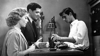 Anthony Perkins, Vera Miles and John Gavin in Psycho. Courtesy Paramount Pictures