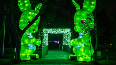 Larger-than-life bunnies at Dubai Garden Glow