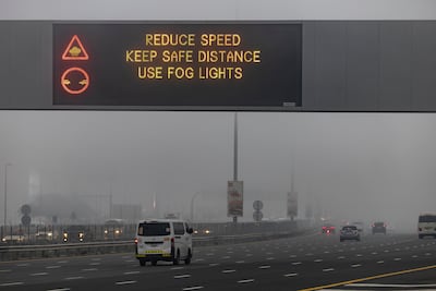 Visibility fell below a kilometre in some areas. Antonie Robertson / The National