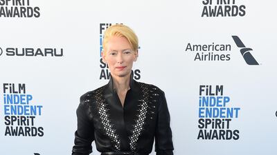 Tilda Swinton arrives at the 34th Film Independent Spirit Awards on Saturday, February 23, 2019. AP