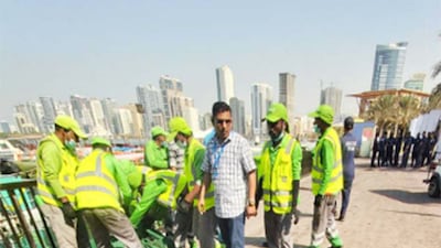 Volunteers in Sharjah take part in a marine clean-up campaign. Sharjah Museums Authority