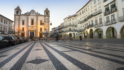 Praça do Giraldo, which is Évora’s main square, at the heart of its historic centre. The city is a Unesco World Heritage Site. Getty Images