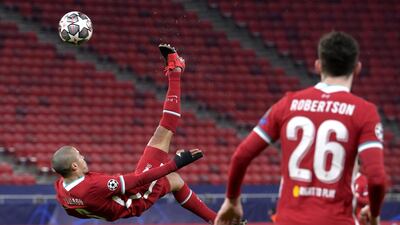 Thiago Alcantara 8 - Perhaps his best display in a Liverpool shirt. His passing was excellent, the highlight being a brilliant scissor-kick that freed Salah. The 29-year-old worked back, too, and was another beneficiary of the Fabinho effect. Replaced by Keita with 18 minutes to go. EPA