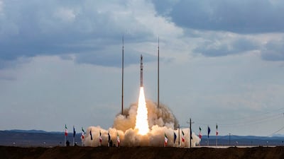 The launch of Iran's Ghaem-100 satellite from an undisclosed location on November 5. Iran says it has a hypersonic missile capable of penetrating all defence systems. AFP
