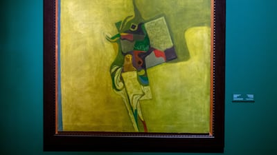 'The Falling Dot', a 1972 painting by Iraqi painter Dia Al Azzawi. Victor Besa / The National