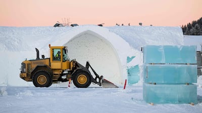 The hotel gets a new design every year and relies on constant sub-freezing temperatures during construction and operation. AFP