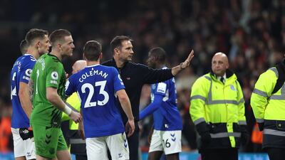 Everton manager Frank Lampard as his players are booed. PA